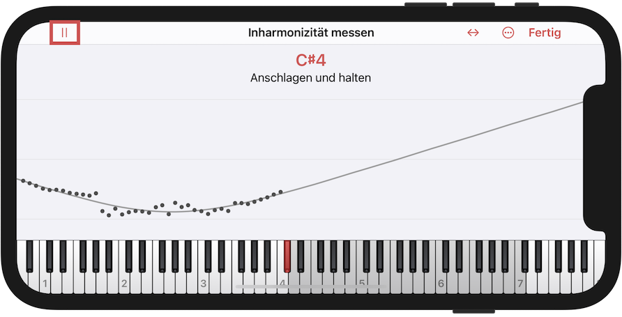 Inharmonizitätsverlauf bei einer feinen Messung