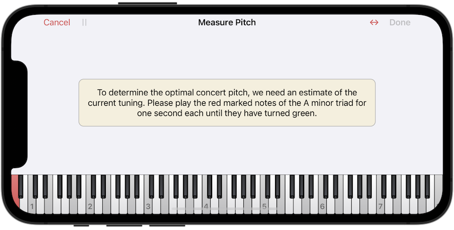 Optimize concert pitch, pitch measurement