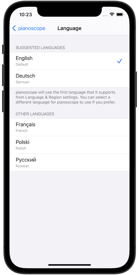 Setting the app language