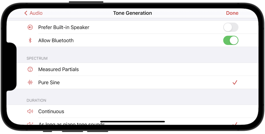 Tone generation settings