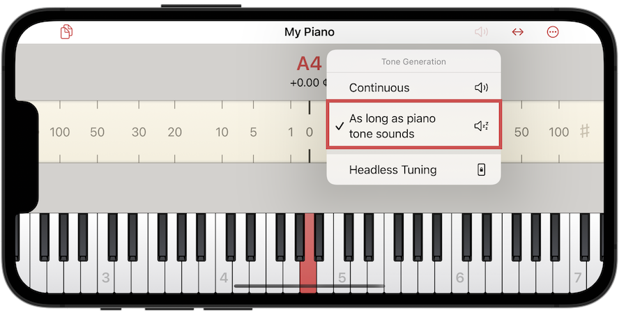 Tone generator setting 'As long as piano tone sounds'