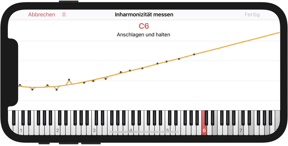 Anzeige der Inharmonizitäten während der Messung des Stimmzustands